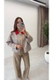 Collar Detailed Plaid Jacket - 4