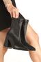 Black Leather Stretch Boots with Pointed Toe, 9 cm Covered Heel, Galvanized Detail, New Season. - 4