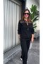 Hidden in the Shine Detail - Women's Sequin Detailed Front Zipper Viscose Two-Thread Blouse and Pants Two-Piece Set - 2