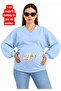 3 Yarn Combed Cotton Hand-Printed Baby Printed Pregnant Women's V-Neck Sweatshirt Jw1