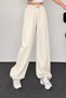 Women's extra baggy linen pants without pockets - cream - 2