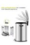 Heavy Duty Fingerprint Proof Stainless Steel Pedal Bin | Trash Can with Lid | 8 Liter, Silver - 5