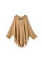 Women's Hooded Tasseled Knitwear Poncho - Stone