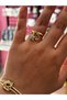 Gold Plated Double Charm Starfish and Evil Eye Detailed Adjustable Women's Ring - 4