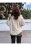 Italian Leopard Detailed Shawl Knitwear Blouse Set Stone - 5