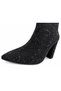 Women's Shiny Stone Detailed Back Zipper Easy-To-Wear Thick Heeled Short Boots - 8