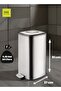 Square Matte Stainless Steel Bin with Soft Close Lid | 12 Liter, Silver - 3
