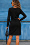 Women's long sleeve v neck short modal dress - 3