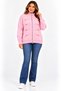 Plus Size Zippered Knitwear Cardigan with Button Accessories Pink