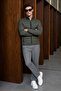 Men's Fit Zippered Thick Khaki Puffer Coat - 5