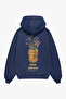 Bloom Blend Orchard Printed Oversize Indigo Hoodie