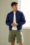 Men's Sport Bomber Ribbed Navy Blue Jacket - 2
