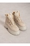 Capo Cream Zippered Women's Boots with Lace Detail - 4