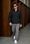 Men's Fit Zippered Thick Black Puffer Coat - 6