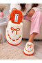 Yumoş Bowknot Embroidered Plush Women's House Slippers Soft Sole Gift Dowry House Slippers Stc1158 - 4