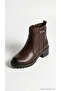 Women's Boots Genuine Leather Thick Serrated Sole Zippered Metal Buckle Detailed Biker Wedge Heel Ankle Stylish Comfortable Boots 2680-014 - 7