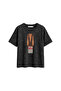 Biki Lanyard Printed Relaxed Fit Washable Black Women's Tshirt