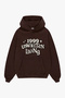 Unwritten Living Printed Oversize Unisex Brown Hoodie