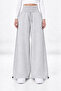 Gray 3-Thread Ribbed Waist Folded Wide Leg Oversized Sweatpants - 4