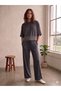 Women's Modal Suit Women's Anthracite Modal Suit Skirt with Band Blouse and Loose Pants Pique Modal Suit - 2