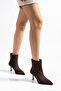 Bitter Brown Suede Heeled Women's Boots - 5