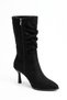Kotersa Gathered Detailed Thin Heel Women's Boots Black Suede - 7