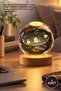 1 Piece of Planets Illuminated Glass Globe – USB Color Changing Decorative Table Lamp with Wooden Base 8 cm Ambient Light