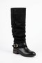 Hotera Women's Boots with Side Buckle and Long Heel Detail, Black - 3