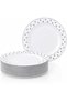 White Polka Dot Premium Disposable Serving Plates | Elegant Embossed Plastic Plates for Parties, Wed