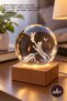 2 Pieces Color Changing Luminous Glass Globe – USB Powered Decorative Globe with Wooden Base, 8 Cm, Light Globe Light Sphere