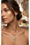 Gold Color Wing-Sword Motif Zircon Stone Steel Necklace - 2