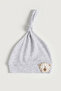 Unisex Baby Interlock Knotted 100% Cotton Towel Embroidered Teddy Bear Beanie Hat 0-6 Months Set of 4 - 3
