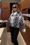 High Collar Zebra Pattern Jacket - 509450 - 3