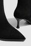 Black Suede Thin Heeled Pointed Toe Women's Boots - 2