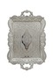 Traditional Patterned Embroidered Silver Color Presentation Tray - 25X35 cm - 4