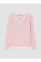 Two Mt Shop Quality Natuvera Pink Interlock Plain V-Neck Long Sleeve Women's Blouse - 5