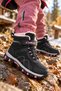 Callion Girls' Black Pink Trekking Boots with Fur Inside and Velcro Winter Outdoor Boots