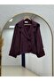 Şükriye Shawl Collar Jacket with Shoulder and Arm Patches-Nl1099 Plum - 2