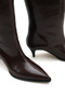 Brown Wrinkled Patent Leather Low Flat Heeled Pull-On Boots - 4