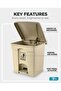 Step Trash Bin | Plastic Matte Finish | Pedal Dustbin for Bathroom, Kitchen & Communal Spaces | 30 Liters | Beige - 2
