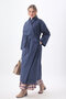 Wide Collar Trench Coat Navy Blue - 5
