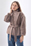 Asymmetrical Closure Short Coat Brown - 5