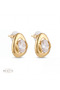 Gold Color Asymmetrical Shaped Transparent Oval Stone Women's Earrings - 3