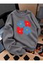 Crew Neck Sweatshirt for Girls, Printed 3-Yarn Threaded Winter Sweatshirt