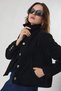 Buttoned Front Flocked Jacket Black - 4