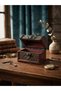 Vintage Design Embossed Patterned Wooden Decorative Gift Box and Jewelry Box with Lock 7X5 cm - 2