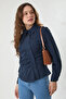 Flared Linen Shirt Navy Blue - 4