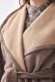 Asymmetrical Closure Short Coat Brown - 3