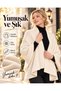 Cream Plain Knitwear Women's Shoulder Shawl Soft Textured Winter Shawl 70X175 cm 100% Acrylic - 4