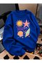 Crew Neck Sweatshirt for Girls, Printed 3-Yarn Threaded Winter Sweatshirt